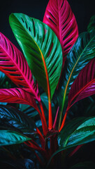 Fluorescent Tropical Leaves Composition, Nature's Neon