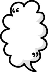 Black and white color speech bubble balloon with quotation marks, icon sticker memo keyword planner text box banner, flat png transparent element design