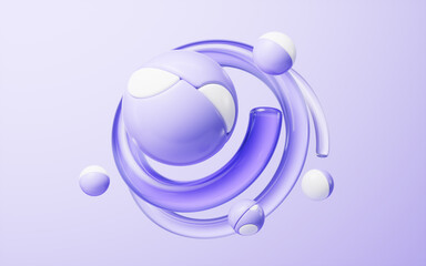 Abstract round ball with geometry background, 3d rendering.