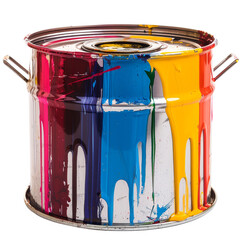 Open Can of Paint With Drips Isolated on Transparent Background, PNG, Cut Out.