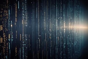 Digital pixelated or bit patterns symbolizing data and communication.