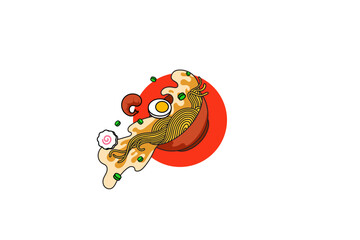 spilled ramen noodles - this is a Asian food from Japan