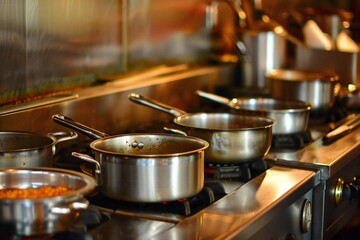 African American Family's Culinary Oasis: Stainless Steel Pots in Restaurant Kitchen