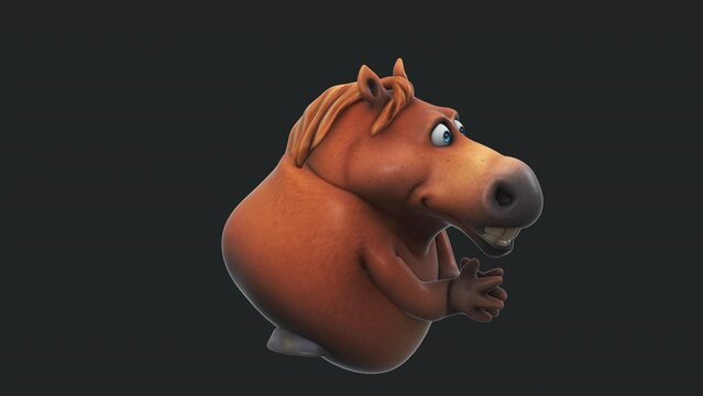 Fun 3D cartoon horse clapping (with alpha channel included)