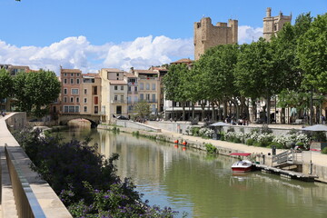 Le canal de la Robine dans la ville, ville de Narbonne, département de l'Aude, France