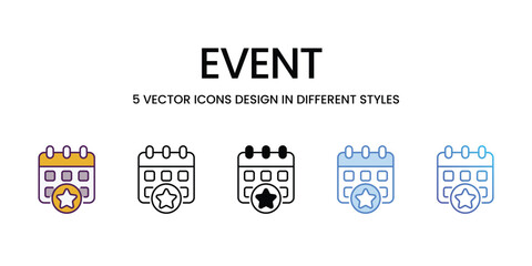 Fototapeta premium Event Icons different style vector stock illustration