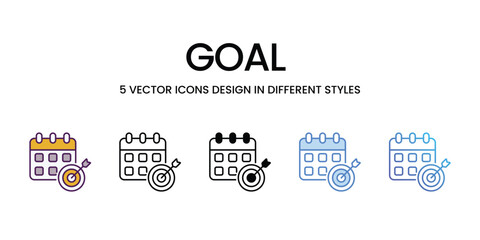 Goal  Icons different style vector stock illustration