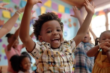 African American Family's Musical Excitement in Kindergarten Classroom