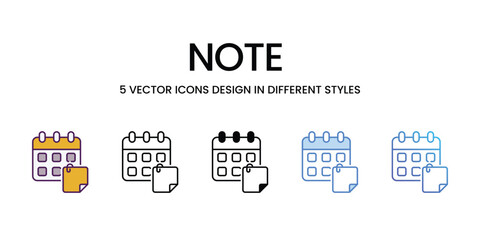 Note  Icons different style vector stock illustration