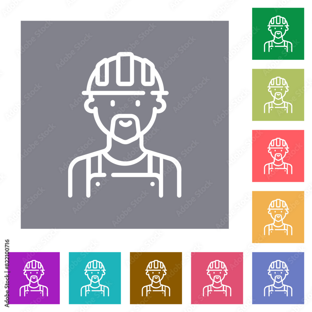 Canvas Prints Worker avatar outline square flat icons