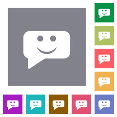 Rounded square smiling chat bubble solid square flat icons