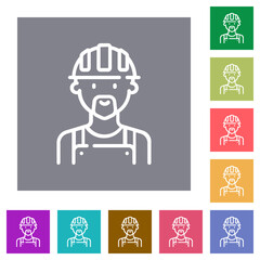 Naklejka premium Worker avatar outline square flat icons