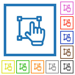 Visual editing outline flat framed icons