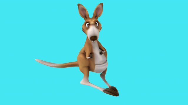 Fun 3D cartoon kangaroo with thumbs up (with alpha channel included)