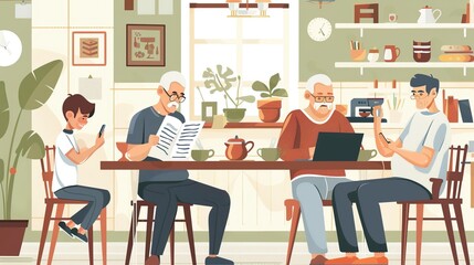 Fototapeta premium Granda reading newspaper UHD wallpaper