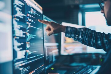 AI Artificial intelligence with hologram technology concept, businesswoman touch AI digital marketing, Big data, futuristic business, coding software development on the interface,IoT and innovation. P