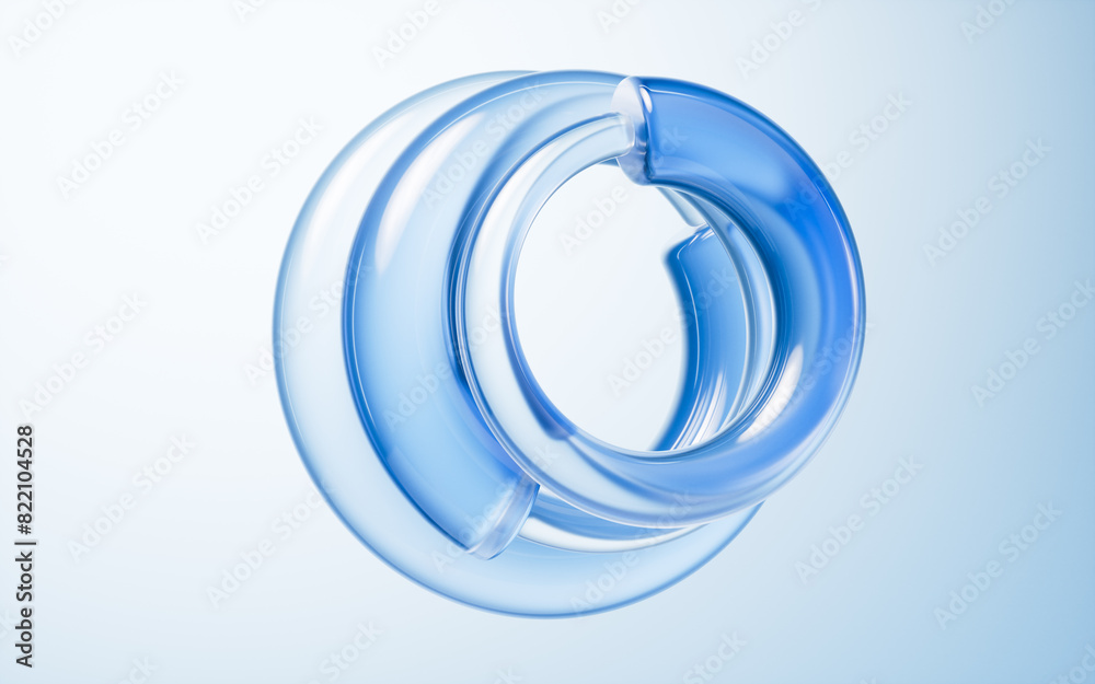 Sticker Transparent ring glass background, 3d rendering.