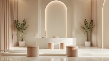 Fototapeta premium Chic Leather Podium, front view focus, with a sophisticated look, excellent for highlighting wellness and spa products