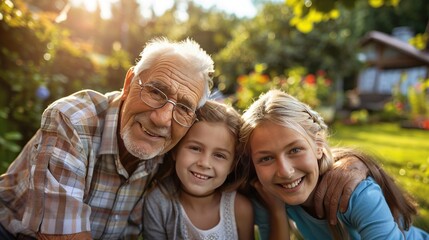 Fototapeta premium Happy grandfather with his family UHD wallpaper