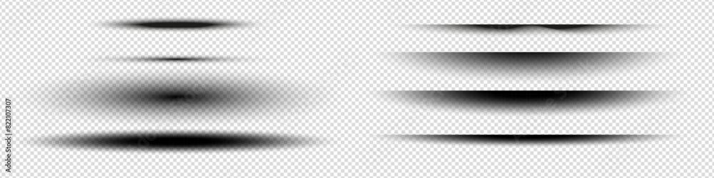 Poster set of realistic vector shadow on transparent background. isolated vector shadows with soft edges. v