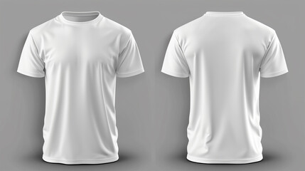 T-shirt mockup. White blank t-shirt front and back views. male clothes wearing clear attractive apparel tshirt models template.