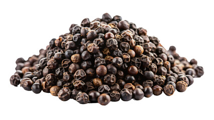 Close-up of a pile of dried black peppercorns, a common cooking spice