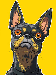 Chihuahua  dog  poster for puppy on yellow plain background