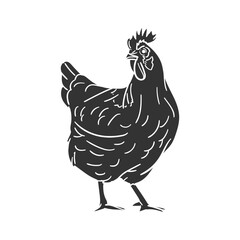Hen Icon Silhouette Illustration. Chicken Vector Graphic Pictogram Symbol Clip Art. Doodle Sketch Black Sign.