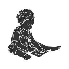 Kids Activity Icon Silhouette Illustration. Painting Vector Graphic Pictogram Symbol Clip Art. Doodle Sketch Black Sign.