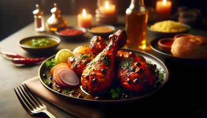 scenic view of roasted chicken tandoori