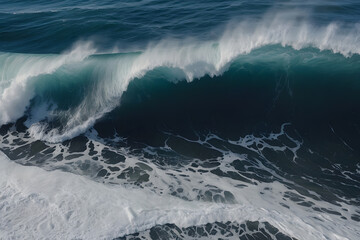 Spectacular aerial top view background photo of ocean sea water white wave splashing in the deep sea. Drone photo backdrop of sea wave in bird eye waves.