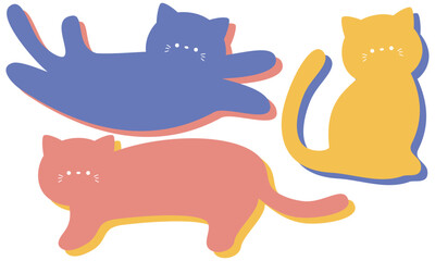 カラフルな猫のフレームセット1