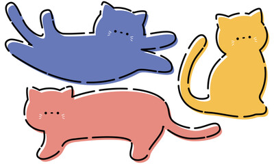 カラフルでポップな猫のフレームセット1