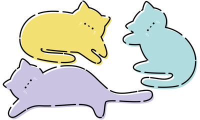 カラフルでポップな猫のフレームセット2