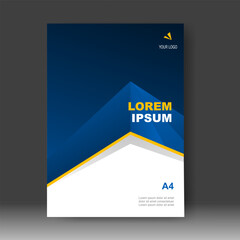 Cover design modern with Blue line yellow and White Background. for cover book. Annual report. Brochure template, Poster, catalog. Simple Flyer promotion. magazine. Vector illustration