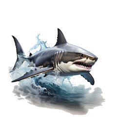 White sharks are like the hawks of the sea. isolated. Generative AI