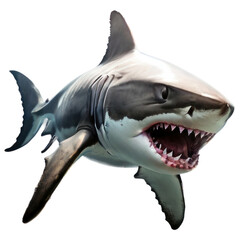 White sharks are like the hawks of the sea. isolated. Generative AI