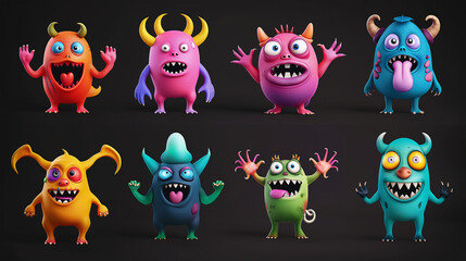 Asset of monster for slot game or game element isolation on dark background, Illustration.