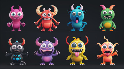 Naklejka premium Asset of monster for slot game or game element isolation on dark background, Illustration.