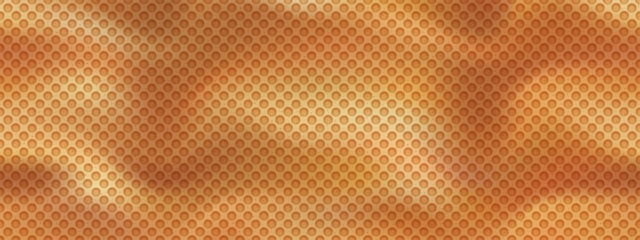 Belgian waffle seamless dimpled texture. Delicious bg with round elements pattern and graininess. Vector illustration made of gradient mesh. Crispy ice cream cone