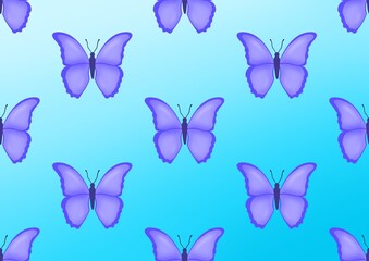 Butterfly. Pattern with butterflies. Purple-blue butterfly. Nature. Summer season