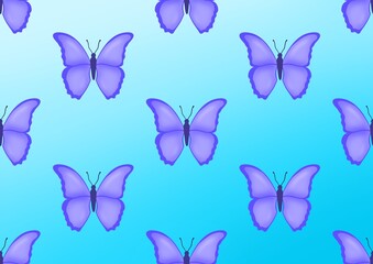 Butterfly. Pattern with butterflies. Purple-blue butterfly. Nature. Summer season