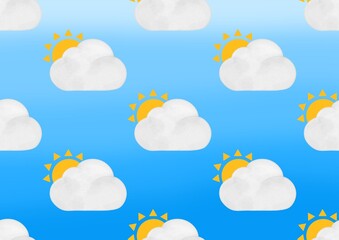 The sun is behind a cloud. Weather pattern. Semi sunny day. Cloudy weather. Sun and clouds.