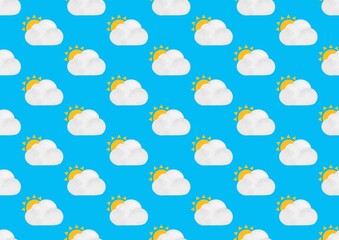 The sun is behind a cloud. Weather pattern. Semi sunny day. Cloudy weather. Sun and clouds.