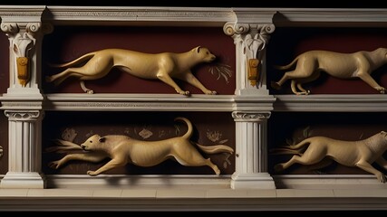 A cheetah gracefully leaping over a hurdle while a sloth slowly climbs over it - Powered by Adobe