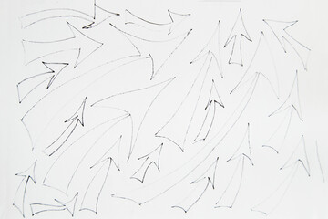 Modern abstract art set of arrows on white background. Hand Drawing of arrows in an artistic style