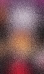 Blurry Abstract Art With Dark Purple, Orange, and Red Tones Displayed in a Gallery at Night