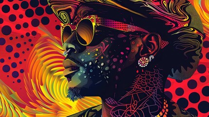 A painting of a stylish man in sunglasses and a hat, exuding confidence and charm