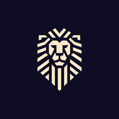 Lion head geometric vector logo design