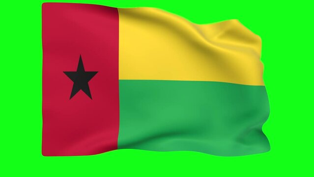 Waving flag of Guinea Bissau Animation 3D render Method